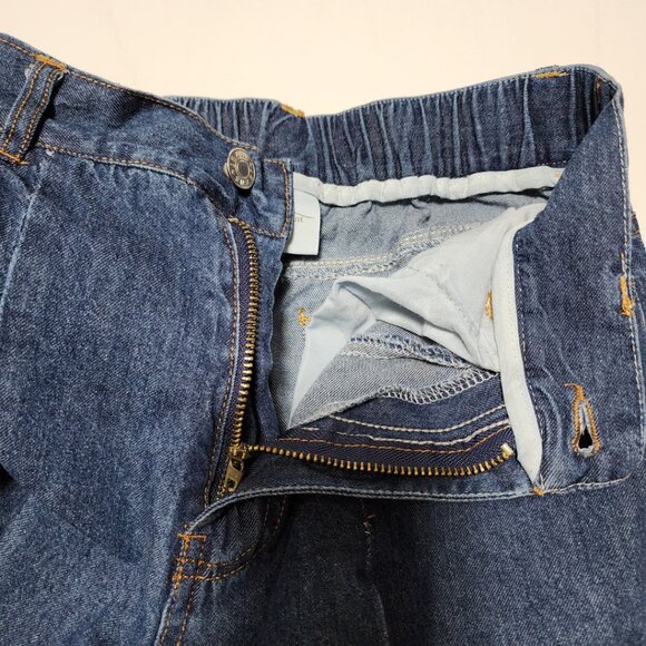 Brilliant Two Tone Denim High Rise Pleated Flowy Wide Leg Crop Jeans - Picture 3 of 4